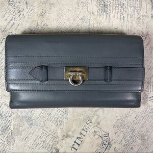 Salvatore Ferragamo Gray Gancini Logo Leather  Wallet